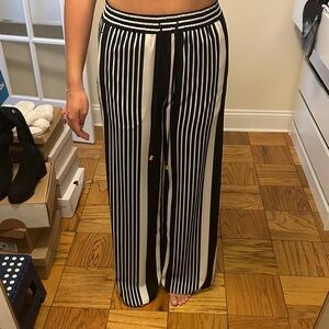 Black and White Striped Women's Pants